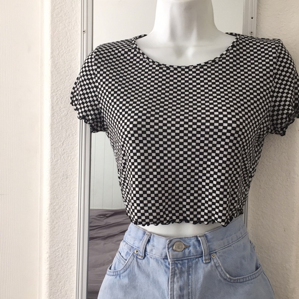 black and white checkered crop top.
